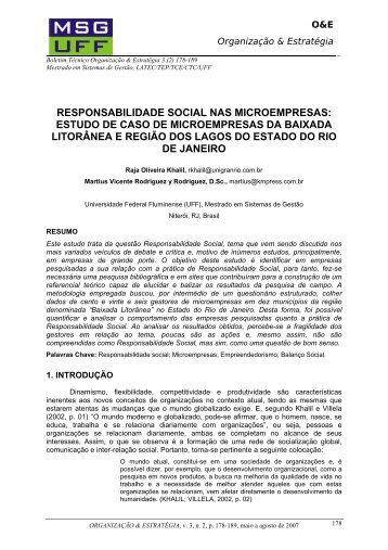 responsabilidade social nas microempresas: estudo ... - Latec - UFF