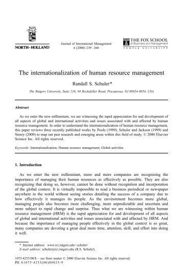The internationalization of human resource management - Latec