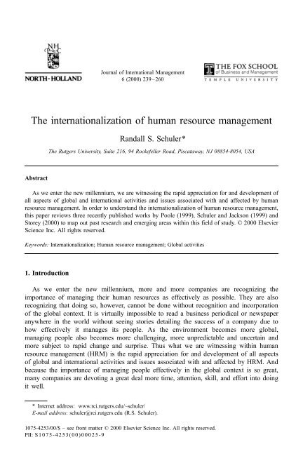 The internationalization of human resource management - Latec