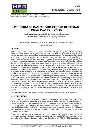 proposta de manual para sistema de gestÃ£o integrada ... - Latec - UFF