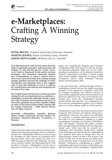 e-Marketplaces: Crafting A Winning Strategy - Latec