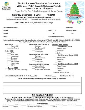 Parade Application 2013 - Palmdale Chamber of Commerce