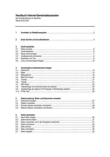 Handbuch Internet-Gemeindebaukasten