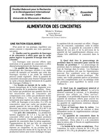 ALIMENTATION DES CONCENTRES - Babcock Institute
