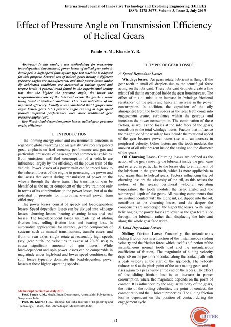 Effect of Pressure Angle on Transmission Efficiency of Helical Gears