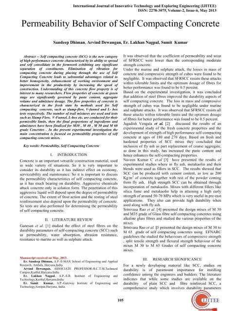 Permeability Behavior of Self Compacting Concrete - International ...