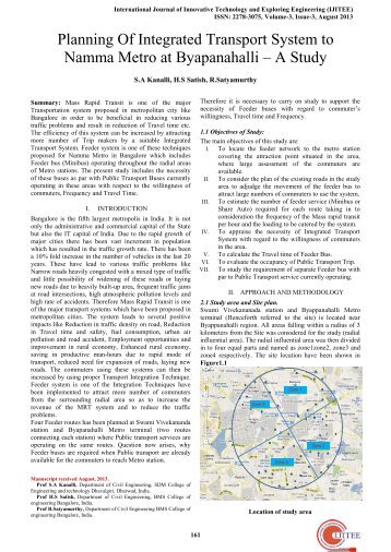 Planning Of Integrated Transport System to Namma Metro at ...