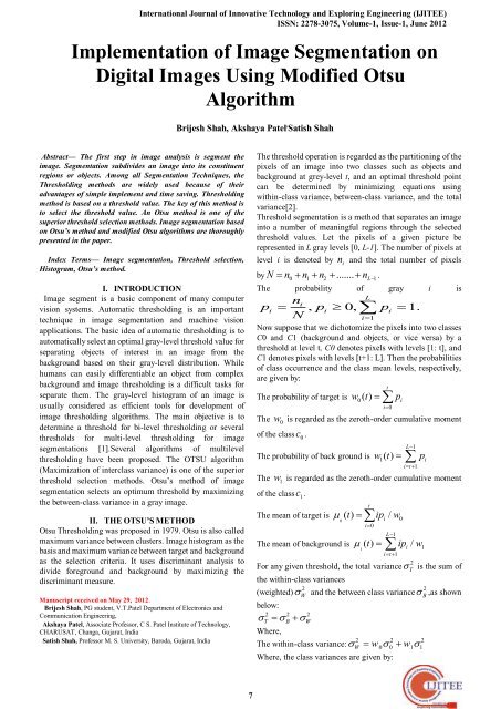 Implementation of Image Segmentation on Digital Images Using ...