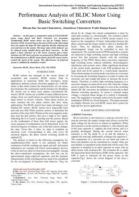Performance Analysis of BLDC Motor Using Basic Switching ...