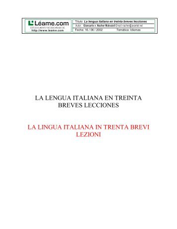 LA LENGUA ITALIANA EN TREINTA BREVES ... - Idiomas