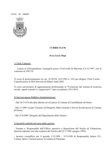 curriculum vitae - Comune di Osimo