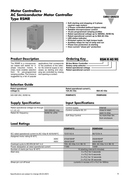 Motor Controllers AC Semiconductor Motor Controller Type RSMR