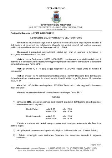 DISTRIBUTORI CARBURANTI - Comune di Osimo