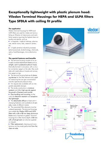 Terminal Housings for HEPA/ULPA filters, with plastic plenum hood