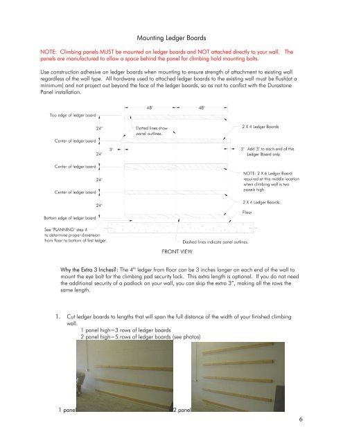 Durastone Panels Installation Instructions - Entre Prises Climbing ...