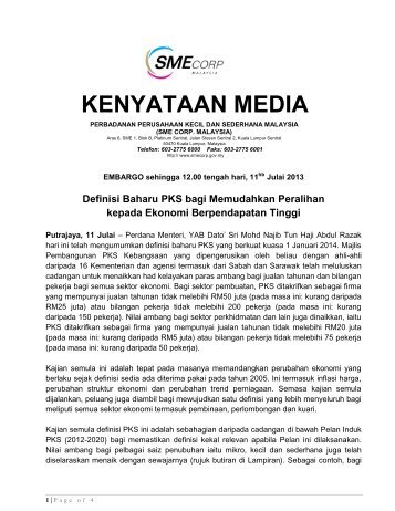 KENYATAAN MEDIA - SME Corporation Malaysia