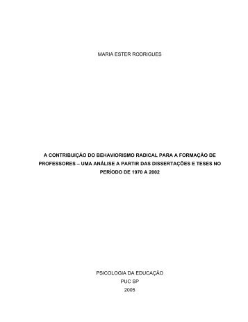 maria ester rodrigues a contribuição do behaviorismo radical para a ...