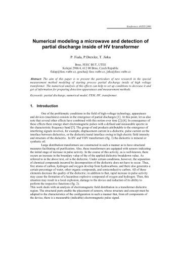 Numerical modeling a microwave and detection of partial discharge ...