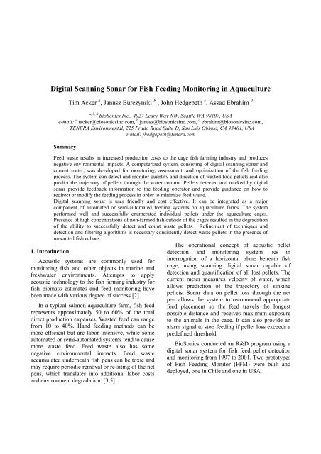 Digital scanning sonar for fish feeding monitoring in ... - BioSonics, Inc