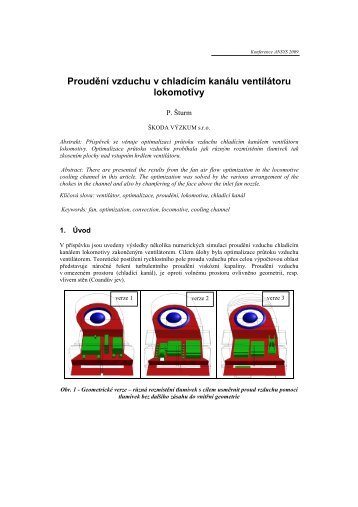 Proudění vzduchu v chladícím kanálu ventilátoru lokomotivy