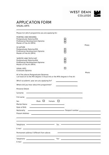 APPLICATION FORM - West Dean College