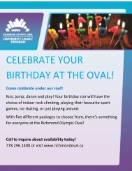 CELEBRATE YOUR BIRTHDAY AT THE OVAL! - Richmond Olympic ...