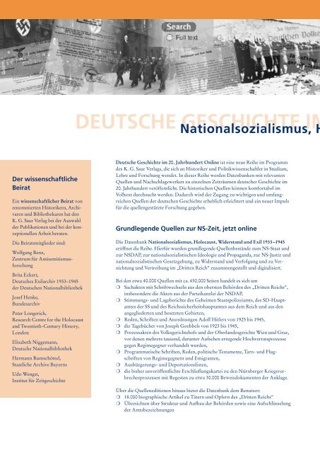 Nationalsozialismus, Holocaust, Widerstand und ... - Walter de Gruyter