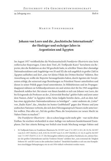 Johann von Leers und die â€žfaschistische Internationaleâ€œ der ...