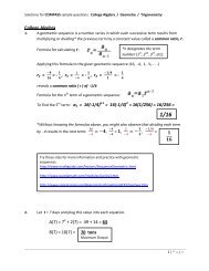 College Algebra, Geometry, and Trigonometry Solutions