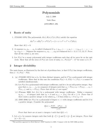 Polynomials - Yufei Zhao