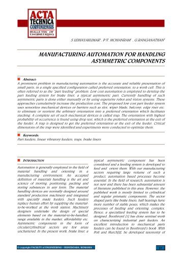 manufacturing automation for handling asymmetric components