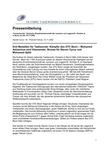 Pressemitteilung - Olympic Taekwondo Club Bonn eV