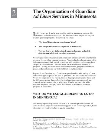 The Organization of Guardian Ad Litem Services in Minnesota