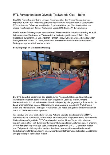 RTL Fernsehen beim Olympic Taekwondo Club - Bonn