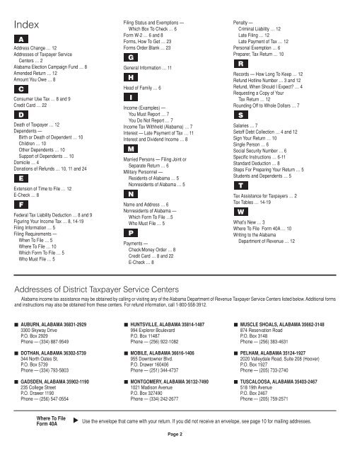 Instruction booklet - Alabama Department of Revenue - Alabama.gov