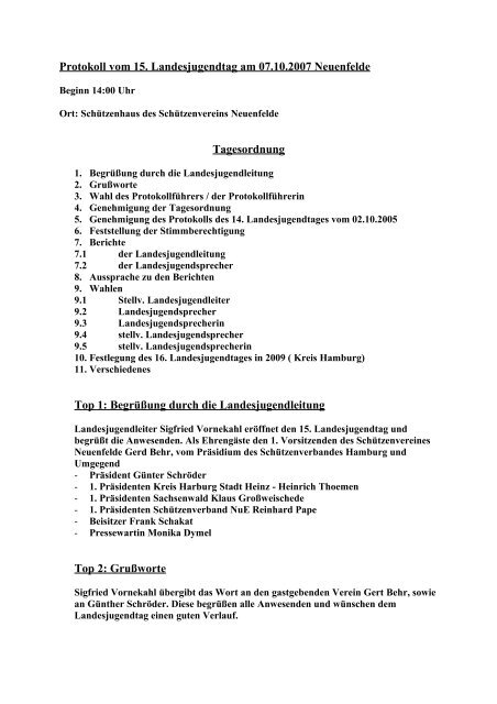 Protokoll vom 15 - SchÃ¼tzenverband Hamburg und Umgegend eV