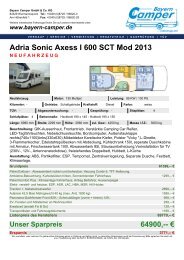 Adria Sonic Axess I 600 SCT Mod 2013 - Bayern-Camper