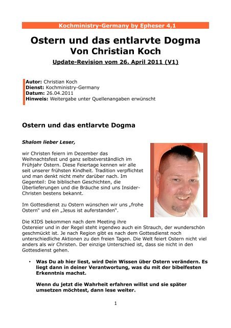Ostern Und Das Entlarvte Dogma Kochministry Germany