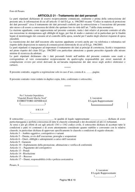 SCHEMA DI CONTRATTO PER FORNITURE DI BENI E ... - Fare