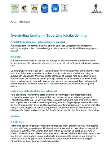 Äventyrliga familjen – Södertälje lokalavdelning - Friluftsfrämjandet