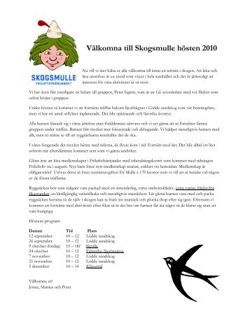 Välkomna till Skogsmulle hösten 2010 - Friluftsfrämjandet