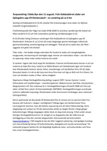 Torpvandring i Döda Byn den 11 augusti. Från ... - Friluftsfrämjandet