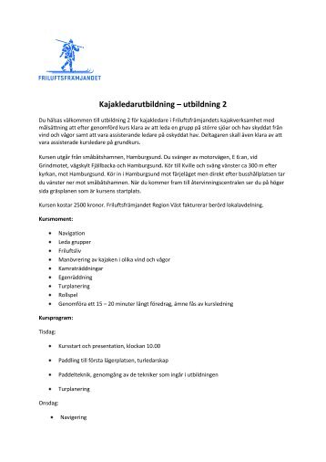 Kajakledarutbildning – utbildning 2 - Friluftsfrämjandet