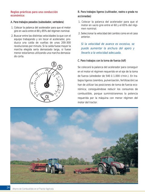 Ahorro de combustible en el tractor agrÃ­cola