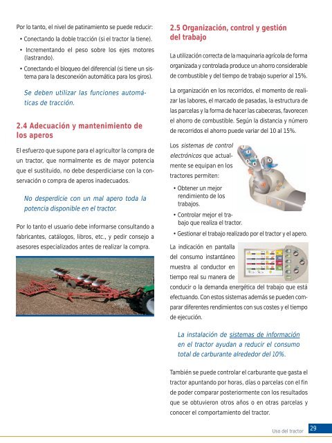 Ahorro de combustible en el tractor agrÃ­cola