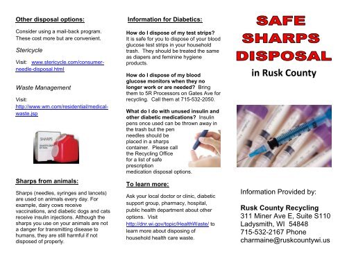 Safe Sharps Disposal Pamphlet Rusk County