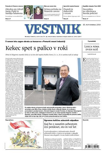 VESTNIK lahko kupite tudi na veÄini poÅ¡t v - Pomurje.si