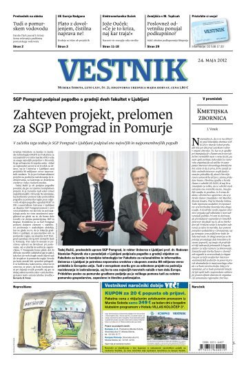 Zahteven projekt, prelomen za SGP Pomgrad in Pomurje - Vestnik