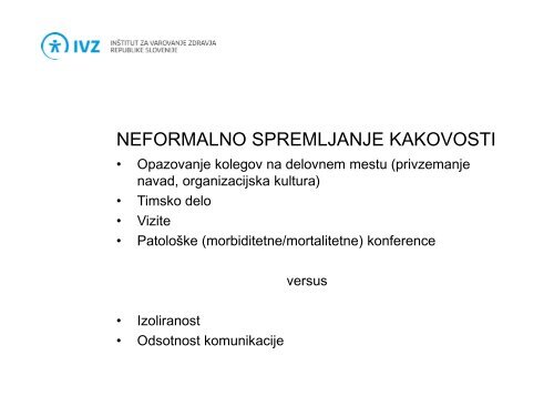 sistemi zagotavljanja kakovosti in akreditacija zdravstvene dejavnosti