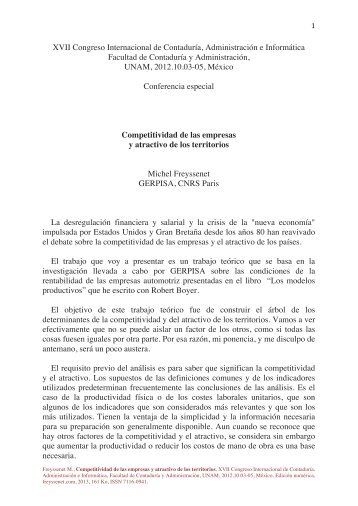 Competitividad de las empresas y atractivo del ... - Michel Freyssenet